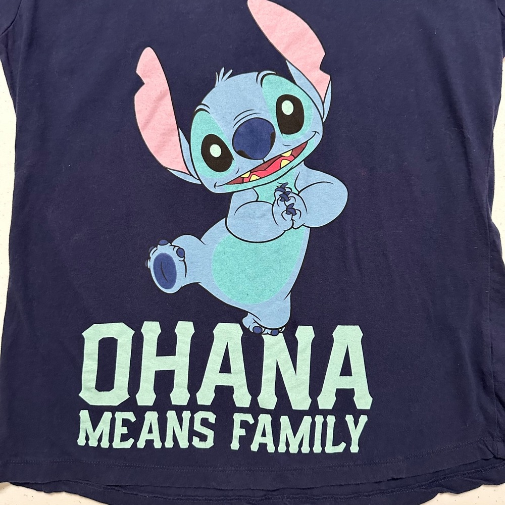 Disney Stitch Ohana Means Family T-Shirt Youth XXL Girls 14-16 Navy Graphic Tee